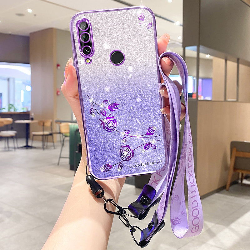 KADEM For Huawei Enjoy 10 Plus TPU Case with Lanyard Rhinestone Flower Phone Cover KADEM For Huawei Enjoy 10 Plus TPU Case with Lanyard Rhinestone Flower Phone Cover
